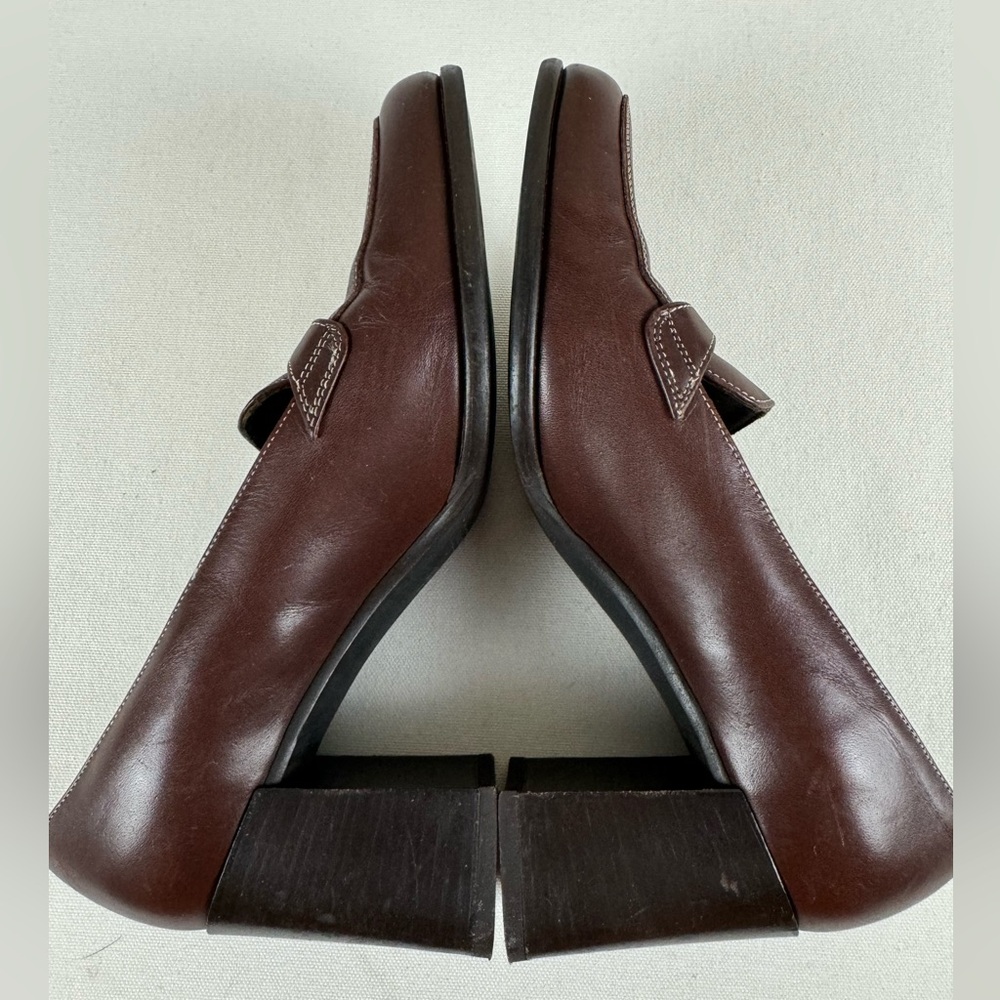 Coach Vintage 2.5” Chunky Heel Brown Leather Loafers Women’s 8.5 FAWN-J180 - Picture 8 of 12